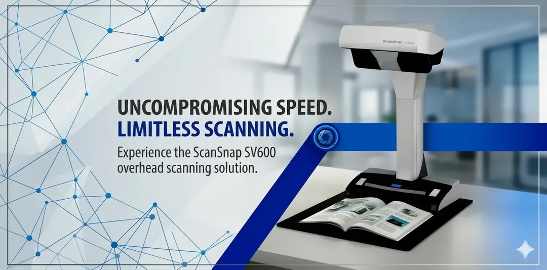 Ricoh ScanSnap SV600 contactless overhead document and book scanner.